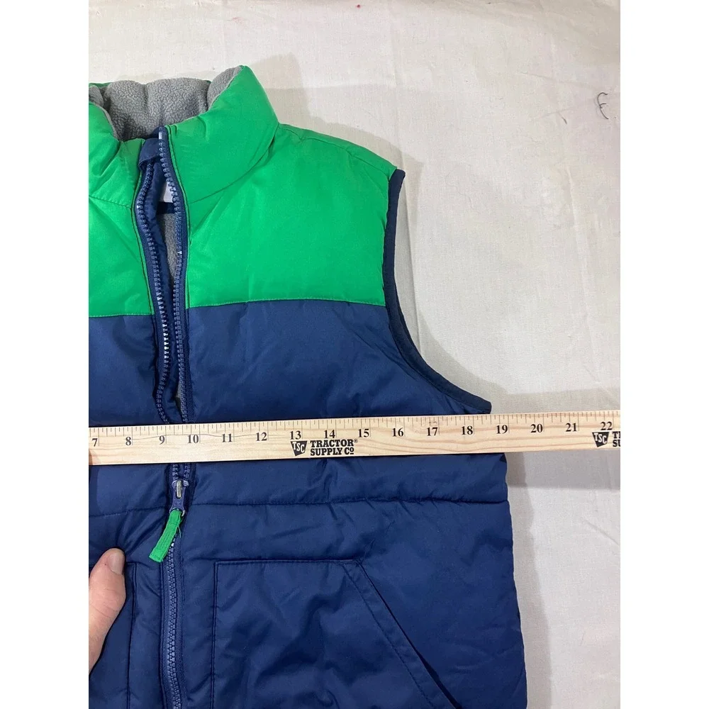 Old Navy Puffer Vest Green Blue Zip Up Pockets Boys Size‎ M